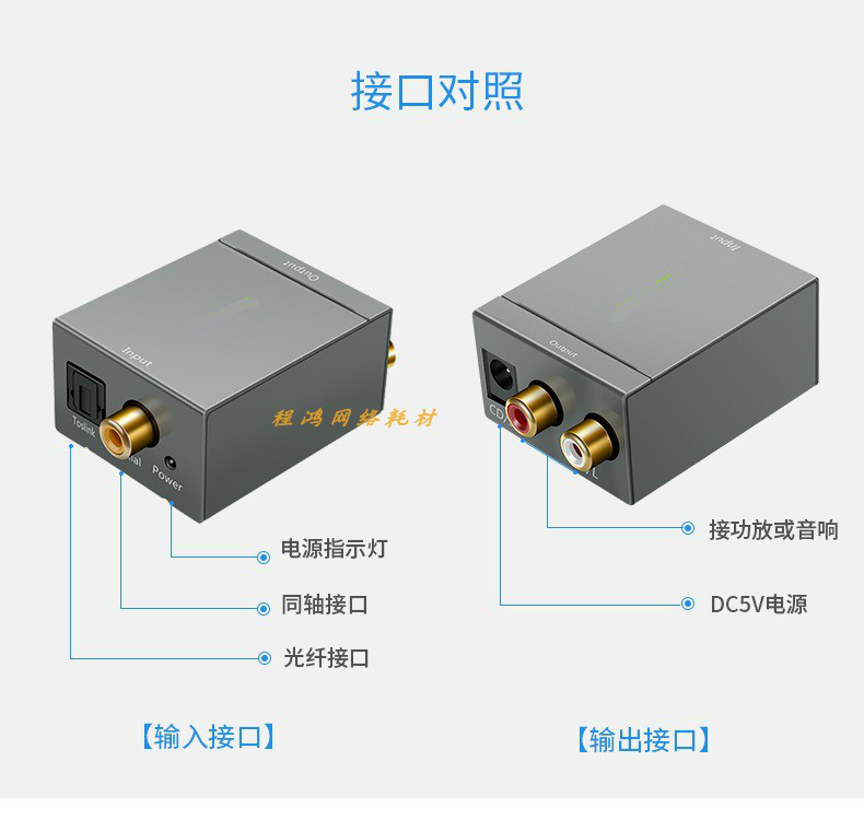 光纤同轴音频线转换器 数字转模拟spdif转双莲花3.5小米电视接音响