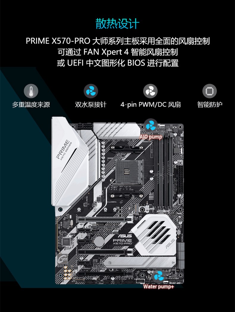 asus/华硕prime x570 pro台式机电脑游戏x570主板am4全新 prime x570